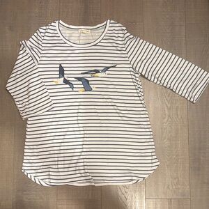 Striped Kids Shirt with Bird Design